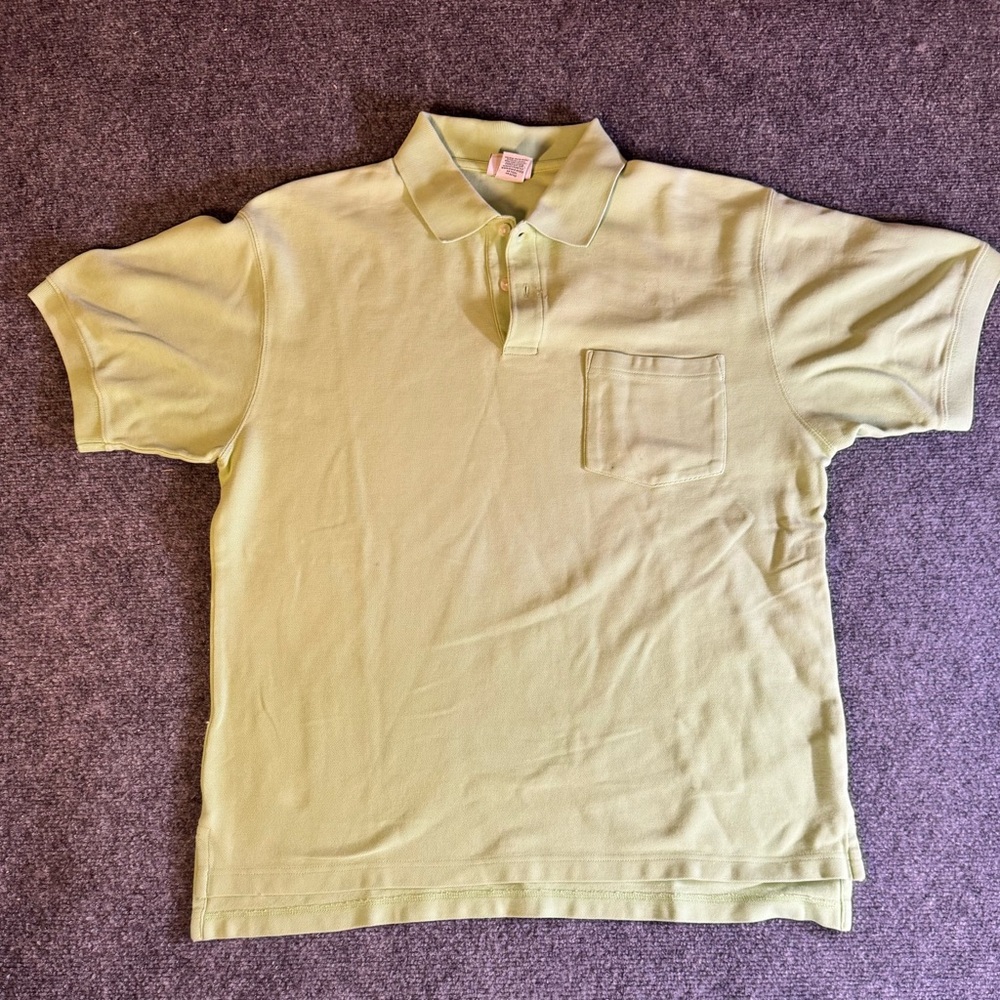 LL Bean Polo Shirt Mens Med. Lite Green 100% Cotton Short Sleeve